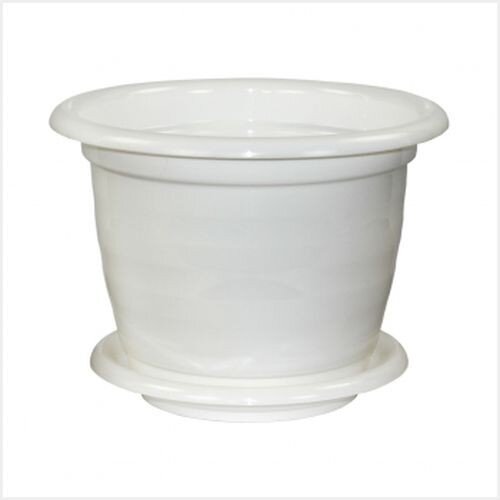93146-РСВ (в уп.15шт.) - Горшок цветочный &quot;Виола&quot; [01090552] 93146-РСВ (в уп.15шт.) - Горшок цветочный "Виола" 5л. с поддоном (белый) М1343