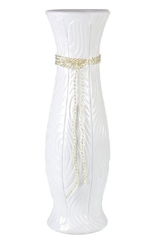 702291 (в уп.8шт.) - Ваза напольная H=60см, D=13(1 [01106451] 702291 (в уп.8шт.) - Ваза напольная H=60см, D=13(17)см, белая, веревка / FLW-88 /, материал: керамика.