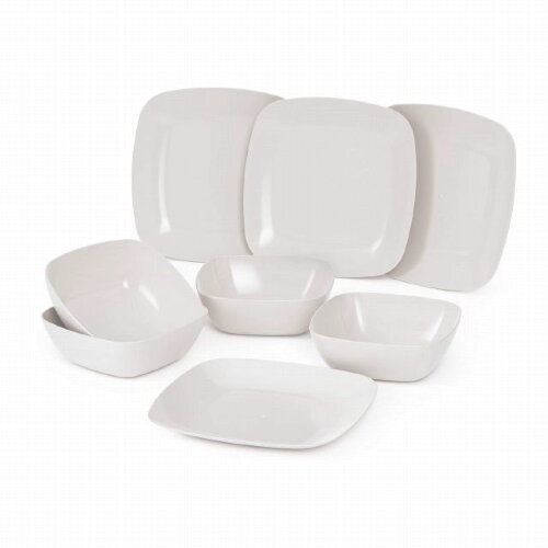 8474М (в уп.3наб.) - Набор тарелок &quot;Квадро&quot; (белые [01048576] 8474М (в уп.3наб.) - Набор тарелок "Квадро" (белые) ( салатники глубокие - 4шт, плоские тарелки - 4шт.), размер: 220х220х90мм.