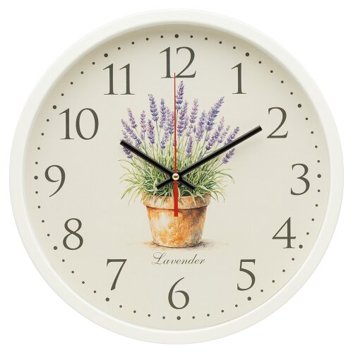 3027-042 (10) Часы настенные круг d=30см, корпус б [01110951] 3027-042 (10) Часы настенные круг d=30см, корпус белый "Лаванда", Рубин