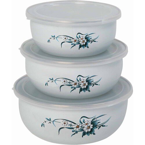 426214-РСВ (в уп.1наб.) - Набор из 3 контейнеров э [01101451] 426214-РСВ (в уп.1наб.) - Набор из 3 контейнеров эмалированных с крышками, PRIMAVERA (800/1100/1600мл.) арт.103339