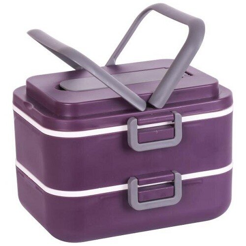 BK-4366 (в кор.12шт.) - Термоконтейнер двойной 2х0 [01087021] BK-4366 (в кор.12шт.) - Термоконтейнер двойной 2х0,75л., размер 18,5*15,5*13,5 см, пластик. корпус и ручки,крышка с силикон. уплотнителем и вакуум. клапаном, внутри пластик. контейнер для микроволновой печи,  Водонепрониц. боковые фиксаторы, сохраняет тепло +40  в течение 4 часов, рекомендована ручная чистка., цвет фиолетовый, состав: пластик.