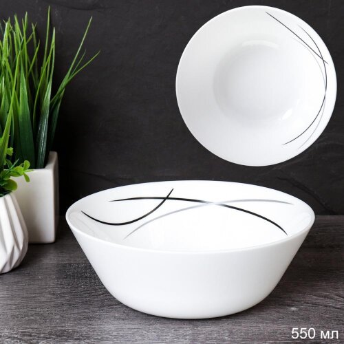 734594 (в уп.12шт.) - Салатник 550мл, 155мм. ЕВРО, [01109094] 734594 (в уп.12шт.) - Салатник 550мл, 155мм. ЕВРО, набор 6шт. / LGW-60 (7267-2) /  Полосы классика, материал: стеклокерамика.