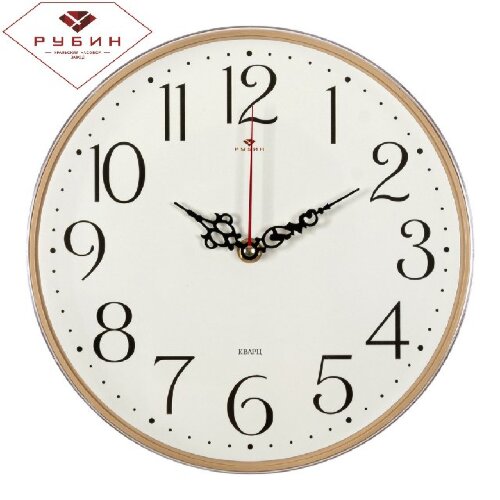 2524-001 (в уп.10шт.) - Часы настенные круг., d=25 [01093956] 2524-001 (в уп.10шт.) - Часы настенные круг., d=25см, основание бежевое "Классика" "Рубин", механизм с плавным ходом, материал: пластик, стекло, металл.