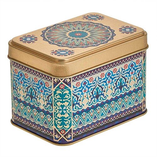 563606-РСВ (в уп.12шт.) - Банка жестяная 0,4л, пря [01110615] 563606-РСВ (в уп.12шт.) - Банка жестяная 0,4л, прямоугольная с декоративным покрытием для хранения чая, специй, сыпучих продуктов Восточная П67*98h69v040-02046