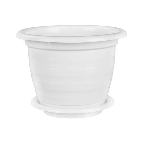 93145-РСВ (в уп.18шт.) - Горшок цветочный &quot;Виола&quot; [01109823] 93145-РСВ (в уп.18шт.) - Горшок цветочный "Виола" 3,5л. с поддоном (белый) М1339