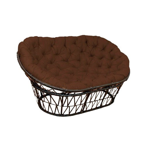 477950-РСВ (в уп.1шт.) - Диван Garden story Мамаса [01109679] 477950-РСВ (в уп.1шт.) - Диван Garden story Мамасан ротанг искусственный, черный+подушка коричневая+подставка черная, CN7034-MT, размер: 165х95х80см, материал: сталь, ротанг искусственный, полиэстер+хлопок, синтепон.