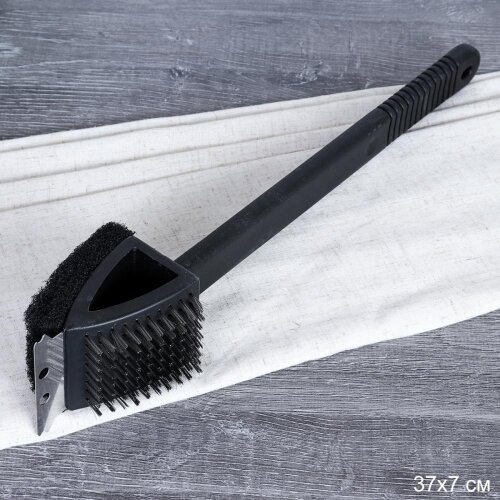 726640 (в уп.144шт.) - Щетка для чистки решетки ба [01109574] 726640 (в уп.144шт.) - Щетка для чистки решетки барбекю с ручкой 37х7см. /HL-640/, материал: металл, пластик.