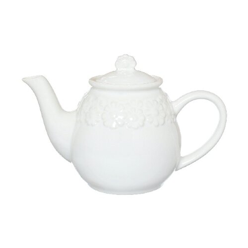 25715 (в кор.30шт.) - Чайник заварочный 1л. "Ромаш [01089306] 25715 (в кор.30шт.) - Чайник заварочный 1л. "Ромашка" белый, керамика, высота 160мм. (Без упаковки)