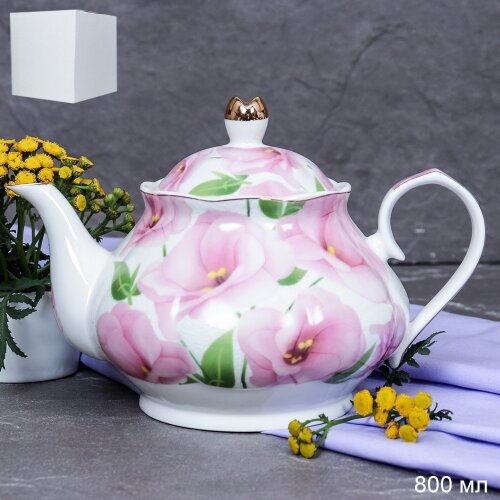 713922 (в уп.18шт.) - Чайник заварочный с крышкой [01108124] 713922 (в уп.18шт.) - Чайник заварочный с крышкой 800мл. / GF4-TP / Эустома, материал: костяной фарфор.