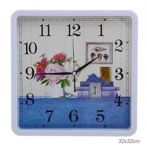 666103 (в уп.20шт.) - Часы настенные, квадратные / [01099482] 666103 (в уп.20шт.) - Часы настенные, квадратные / N855H-1 /, размер: 32х32см, материал: пластик, стекло.