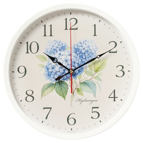 3027-046 (10) Часы настенные круг d=30см, корпус б [01110952] 3027-046 (10) Часы настенные круг d=30см, корпус белый "Гортензия", Рубин