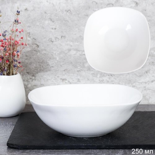 731392 (в уп.12наб.) - Салатник квадратный 350мл.( [01108398] 731392 (в уп.12наб.) - Салатник квадратный 350мл.( 139мм.), набор 6шт. / SQ/FLFW55 (WHITE), материал: стеклокерамика.