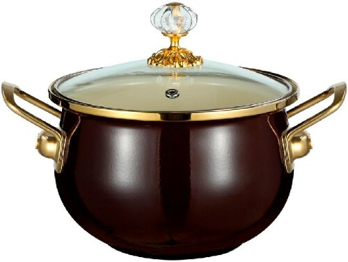 Z-80116-02 Mocco (в уп.8шт.) - Кастрюля с крышкой [01093804] Z-80116-02 Mocco (в уп.8шт.) - Кастрюля с крышкой 4л. (20см)  с внутренним  и внешним трехслойным эмалированным покрытием, материал - углеродистая сталь. Ручка на крышке "под кристалл".  Ручки на корпусе "под золото". Подходит для индукции. Подарочная упаковка.