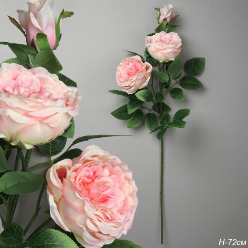 739922 (в уп.24шт.) - Цветок искусственный Роза пи [01111648] 739922 (в уп.24шт.) - Цветок искусственный Роза пионовидная H=72см. / RW-306 /, материал: пластик.