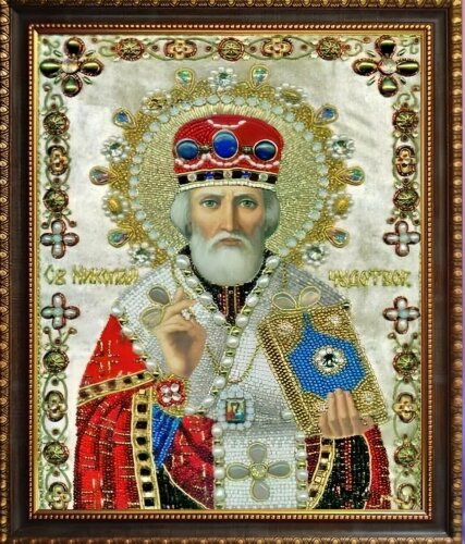 708449 (в уп.50шт.) - Картина Алмазная мозаика на [01107332] 708449 (в уп.50шт.) - Картина Алмазная мозаика на подрамнике 27х33 Николай Чудотворец / LP136 /