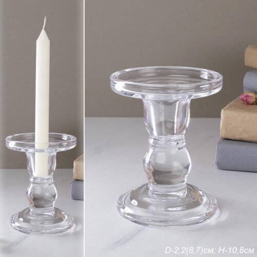 747765 (в уп.48шт.) - Подсвечник H=11см, кристал. [01110424] 747765 (в уп.48шт.) - Подсвечник H=11см, кристал. / WS-126 /, материал: стекло.