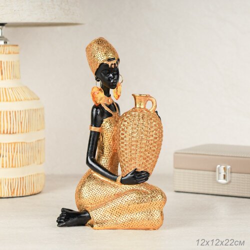 718008 (в уп.16шт.) - Статуэтка Африканка 12х12х22 [01108791] 718008 (в уп.16шт.) - Статуэтка Африканка 12х12х22см. / LY222304-A /, материал: полистоун.