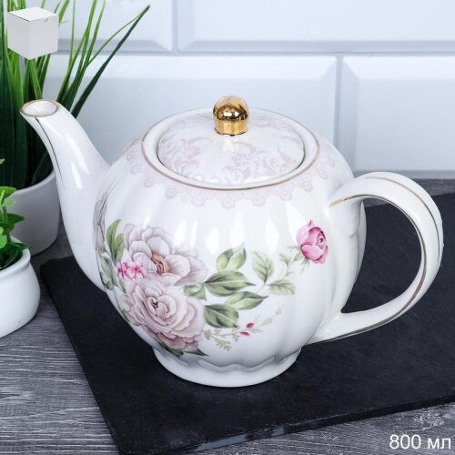 713296 (в уп.24шт.) - Чайник заварочный с крышкой [01108075] 713296 (в уп.24шт.) - Чайник заварочный с крышкой 800мл. / FY22004 /, материал: костяной фарфор.