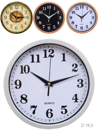 666053 (в уп.60шт.) - Часы настенные, размер: D=19 [01103580] 666053 (в уп.60шт.) - Часы настенные, размер: D=19,5см. /530/1/, материал: пластик, стекло.