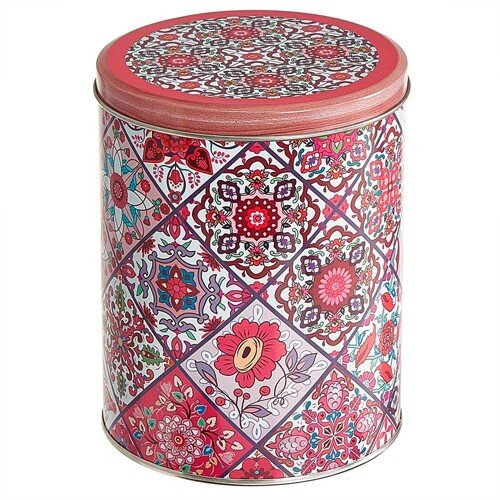 563610-РСВ (в уп.8шт.) - Банка жестяная 1,7л, круг [01110620] 563610-РСВ (в уп.8шт.) - Банка жестяная 1,7л, круглая с декоративным покрытием для хранения чая, специй, сыпучих продуктов Времена года (роз) Ц120h152v170-01968