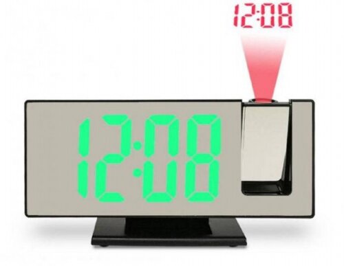 3618 LD черн-зел 4 W  (в кор.1шт.) - Будильник циф [01100927] 3618 LD черн-зел 4 W  (в кор.1шт.) - Будильник цифровой, с проекцией на стену, размер изделия: 18,7x9,8x4,5 см/7,3x3,8x1,8 дюймов , Многофункциональный большой ЖК-дисплей с календарем, индикатором температуры и проектором.функция будильника 1, сигнал будильника тональный, есть Таймер обратного отсчета, отображение дня недели на 7 языках, термометр от 0 до 50 градусов, включение подсветки звуком или легким ударом по столу или часам, в комплекте USB провод, адаптера-блока НЕТ.