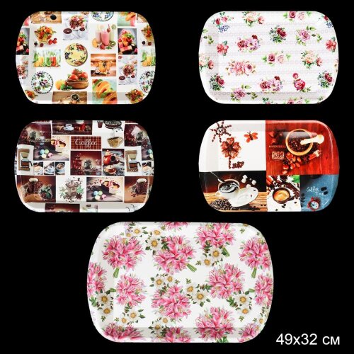 632660 (в уп.36шт.) - Поднос прямоугольный с ручка [01090579] 632660 (в уп.36шт.) - Поднос прямоугольный с ручками 49х32см. / 50148 /, материал: пластик.