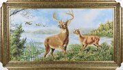 130*70 71 М/Р Семья Оленей, картина гобелен с люре [01094480]