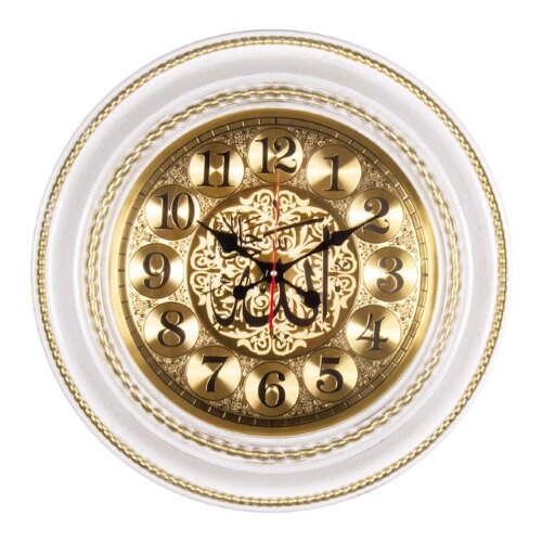 6141-113W (в кор.5шт.) -  Часы настенные круг, раз [01101189] 6141-113W (в кор.5шт.) -  Часы настенные круг, размер: d=60см, корпус белый с золотом "Молитва" "Рубин", материал: пластик, стекло, часовой механизм кварцевый, плавный ход.