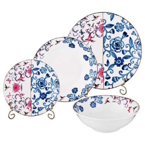 151-134 (в кор.4шт.) - Столовый сервиз 24пр. на 6п [01097268] 151-134 (в кор.4шт.) - Столовый сервиз 24пр. на 6персон. (Тарелка подстановочная - 6шт, d= 27см, тарелка суповая - 6шт, d=20см, тарелка десертная - 6шт, d=20см, салатник - 6шт, d=15см, h= 5Ссм.),  материал: фарфор.