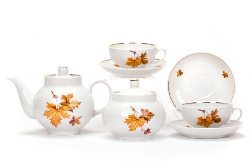 02333 (в уп.1наб.) - Сервиз чайный 14пр. Рубин &quot;Ос [01095297] 02333 (в уп.1наб.) - Сервиз чайный 14пр. Рубин "Осень" на 6 персон: Чайник 700мл - 1 шт, сахарница 500мл - 1шт, чашка чайная 220мл - 6шт, блюдце 140мм - 6шт.