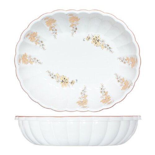 24661/1 Золотая ветка (в кор.25шт.) - Блюдо под за [01088848] 24661/1 Золотая ветка (в кор.25шт.) - Блюдо под заливное, большое, 1,2л., высота 55мм. (Без упаковки)