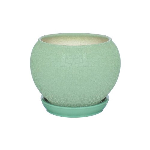 24173/4 оливковый (в кор.2шт.) - Цветочный горшок [01088830] 24173/4 оливковый (в кор.2шт.) - Цветочный горшок "Шар", шёлк, 2,5л. (В упаковке)