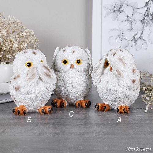 729428 (в уп.60шт.) - Фигурка Сова не вижу, не слы [01107387] 729428 (в уп.60шт.) - Фигурка Сова не вижу, не слышу, не говорю 14см. /KY-11-2/ белая, материал: полистоун.