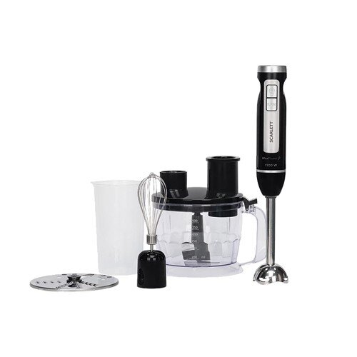 529632-РСВ (в уп.1шт.) - Погружной блендер &quot;SCARLE [01107617] 529632-РСВ (в уп.1шт.) - Погружной блендер "SCARLETT" (ЧЕРНЫЙ) SC-HB42K11, мощность 1700Вт, 2 скорости, ёмкость чаши 1,5л, мерный стакан, венчик.