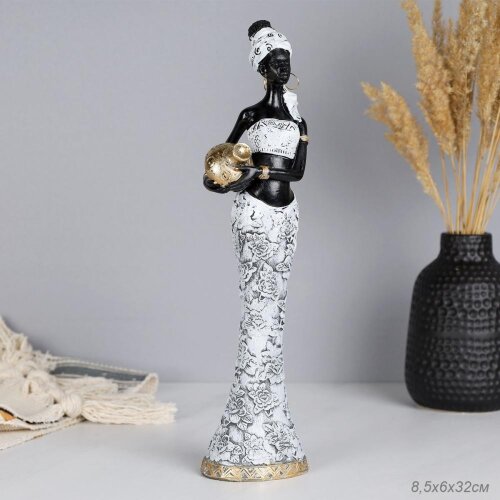 726221 (в уп.24шт.) - Статуэтка Африканка с кувшин [01108760] 726221 (в уп.24шт.) - Статуэтка Африканка с кувшином 8,5х6х32см. / 98816-1 /, материал: полистоун.
