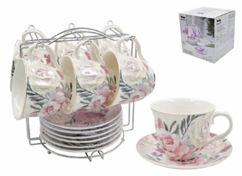 00110594 (в уп.8наб.) - Чайный набор 12пр. на м/по [01110295] 00110594 (в уп.8наб.) - Чайный набор 12пр. на м/подст. Lavenir (Кружка 220мл. - 6шт, блюдце 14см. - 6шт.), C03-219 12M, материал: фарфор.