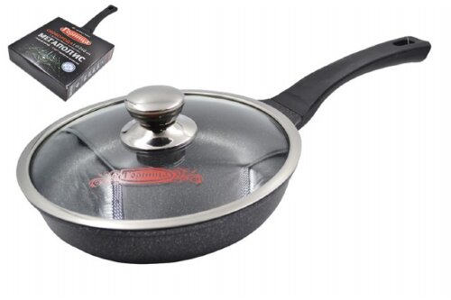 ис9264ср (в уп.5шт.) -  Сковорода с крышкой 26см. [01105089] ис9264ср (в уп.5шт.) -  Сковорода с крышкой 26см. Серебро Induction со съём.ручкой в п/у