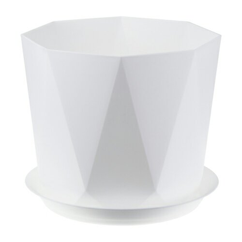 386052-РСВ (в уп.1шт.) - Кашпо ПРИЗМА D220мм, 4,7л [01093318] 386052-РСВ (в уп.1шт.) - Кашпо ПРИЗМА D220мм, 4,7л с поддоном Белый М3139