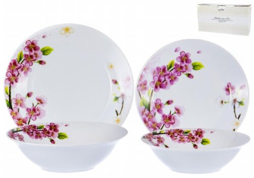 103-02042 (в уп.2наб.) - Набор столовый 19пр., 6 м [01083397] 103-02042 (в уп.2наб.) - Набор столовый 19пр., 6 мелких тарелок 200мм + 6 мелких тарелок 230мм + 6 салатников 750мл + салатник 1100мл, декор - цветочный, подарочная упаковка, материал: фарфор.