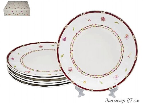 105-302 (в уп.6наб.) - Набор из 6 тарелок 27см Вен [01105979] 105-302 (в уп.6наб.) - Набор из 6 тарелок 27см Венок в под.упаковке, материал: фарфор