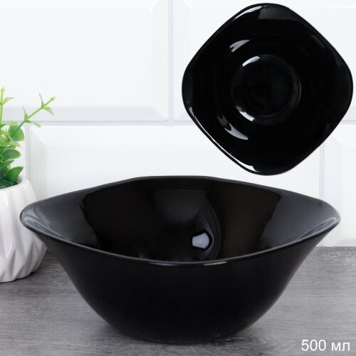 732086 ( в уп.12наб.) - Салатник квадратный 500мл, [01108777] 732086 ( в уп.12наб.) - Салатник квадратный 500мл, набор 6шт. черный / B-LKSW60 /, материал: стеклокерамика.