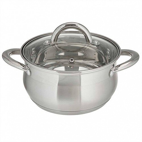 477265-РСВ (в уп.6шт.) - Кастрюля со стеклянной кр [01108642] 477265-РСВ (в уп.6шт.) - Кастрюля со стеклянной крышкой 5л. (d=2см, h=13см.) WEBBER, BE-354/2, материал: нерж.сталь.