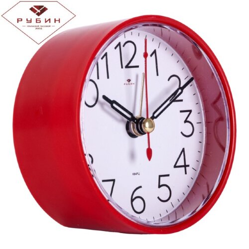 В7-010R (в кор.40шт) - Будильник кварц, корпус кра [01090246] В7-010R (в кор.40шт) - Будильник кварц, корпус красный "Классик" "Рубин", размер: 8х8х3,7 см, материал: пластик, стекло,металл, механизм с дискретным ходом.
