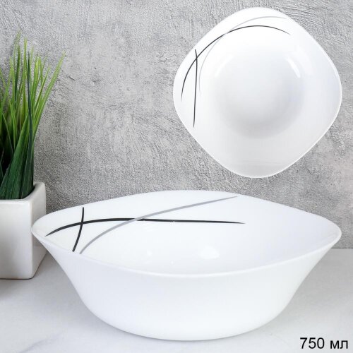 734609 (в уп.12шт.) - Салатник квадратный 750мл, 1 [01109509] 734609 (в уп.12шт.) - Салатник квадратный 750мл, 170мм, набор 3шт. Полосы классика / FSW-75 (7267-2) /, материал: стеклокерамика.