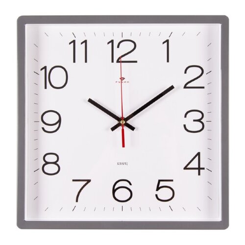 3028-141Gr Серый (в кор.10шт.) - Часы настен.квадр [01105347] 3028-141Gr Серый (в кор.10шт.) - Часы настен.квадрат."Классика"Рубин", размер: 30х30х4см, материал: пластмасса, стекло, металл, кварц.мех.с плавным ходом