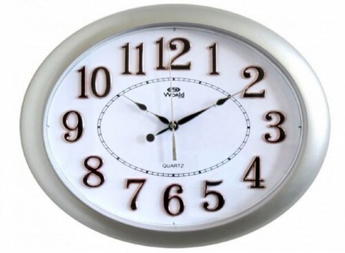 6935k Sil (в уп.20шт.) - Часы настенные WORLD, нак [01089849] 6935k Sil (в уп.20шт.) - Часы настенные WORLD, накладные цифры, кварцевый механизм плавного хода, размер: 375х305х40мм, материал: пластик, стекло.