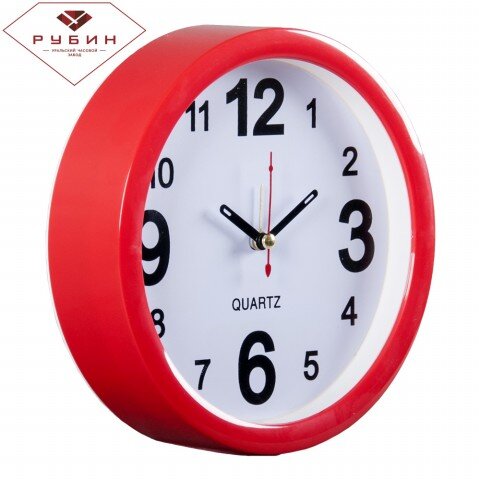 В4-002 (в кор.20шт.) - Будильник кварц."Классика" [01083519] В4-002 (в кор.20шт.) - Будильник кварц."Классика" "Рубин", корпус красн., размер: d=15см, материал: пластмасса, стекло, металл.