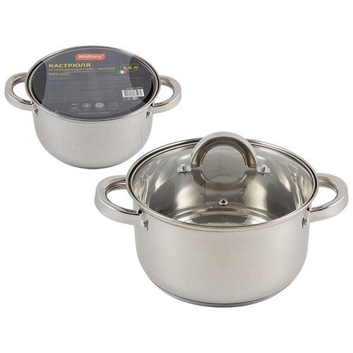 375098-РСВ (в уп.6шт.) - Кастрюля Mediano, объем 3 [01101894] 375098-РСВ (в уп.6шт.) - Кастрюля Mediano, объем 3,6л, диаметр 20см, из нерж. стали с крышкой, капсулир. дно, подходит для индукции, 005444.