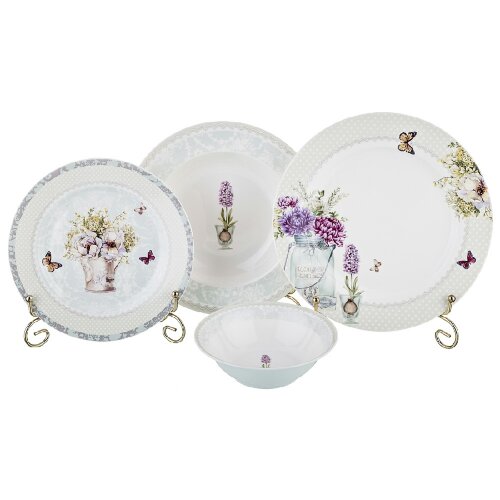 87-119 (в кор.2наб.) - Столовый сервиз 24пр. на 6 [01038319] 87-119 (в кор.2наб.) - Столовый сервиз 24пр. на 6 персон "Лориан", материал: фарфор. (тарелка подстановочная D=23см - 6шт, тарелка суповая D=22см - 6шт, тарелка десертная D=19см - 6шт, салатник D=13см - 6шт.), подарочная упаковка.